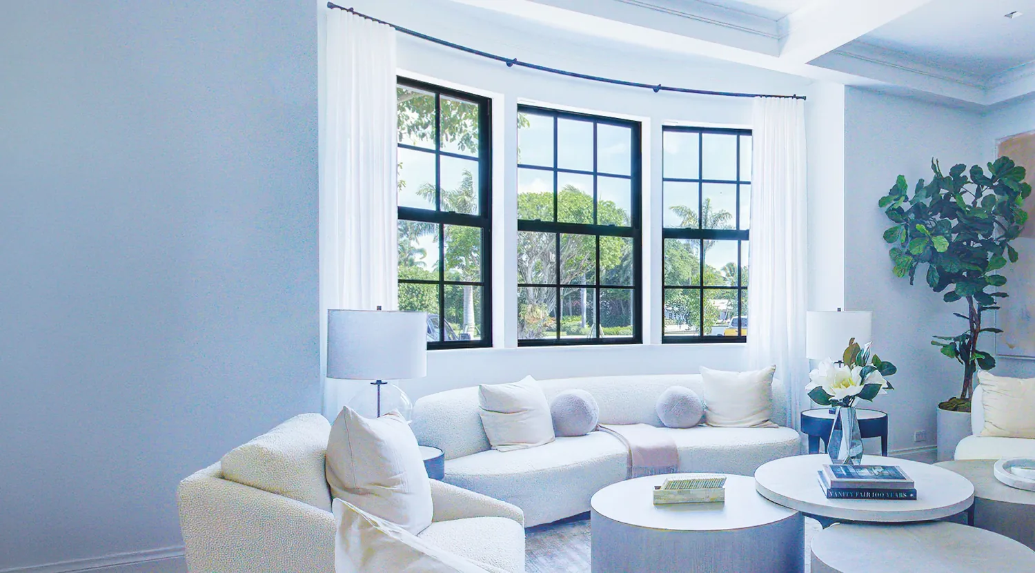 ES Windows impact windows installed in a bright South Florida living room